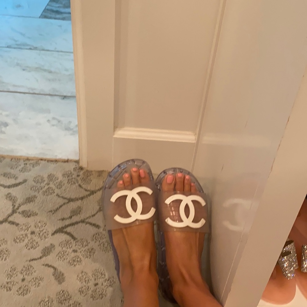 #chanel clear pool slides worn only a few times